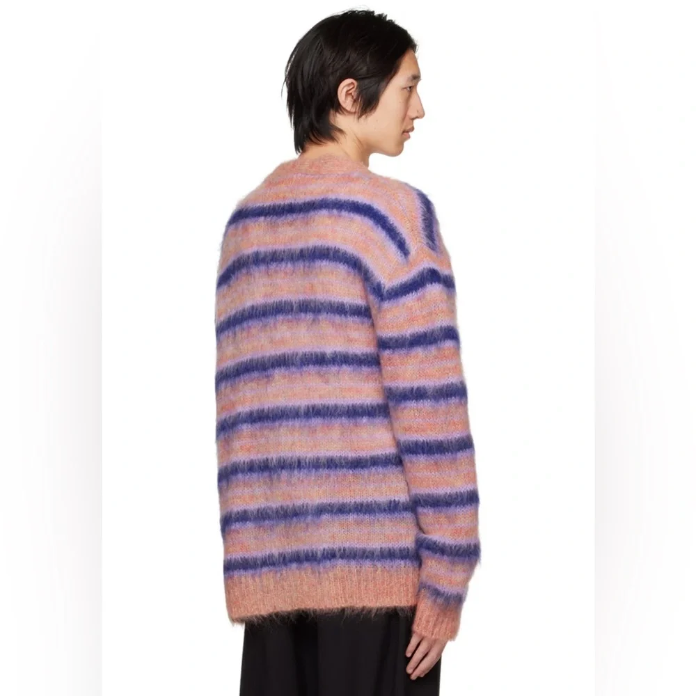 Marni Iconic Mohair fuzzy Brushed Stripes Cardigan V Neck NWT - Picture 6 of 11